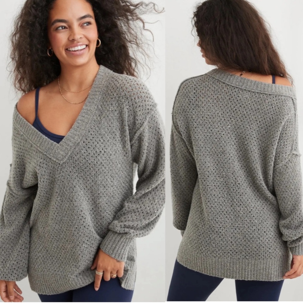Aerie Open Knit V-Neck sweater szXL